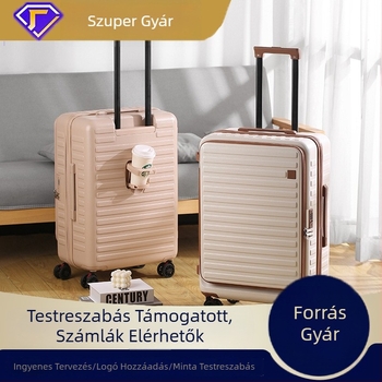 Előnyílású keményfedelű bőrönd ABS+PC, 56–75 L, vámzár, teleszkópos fogantyú