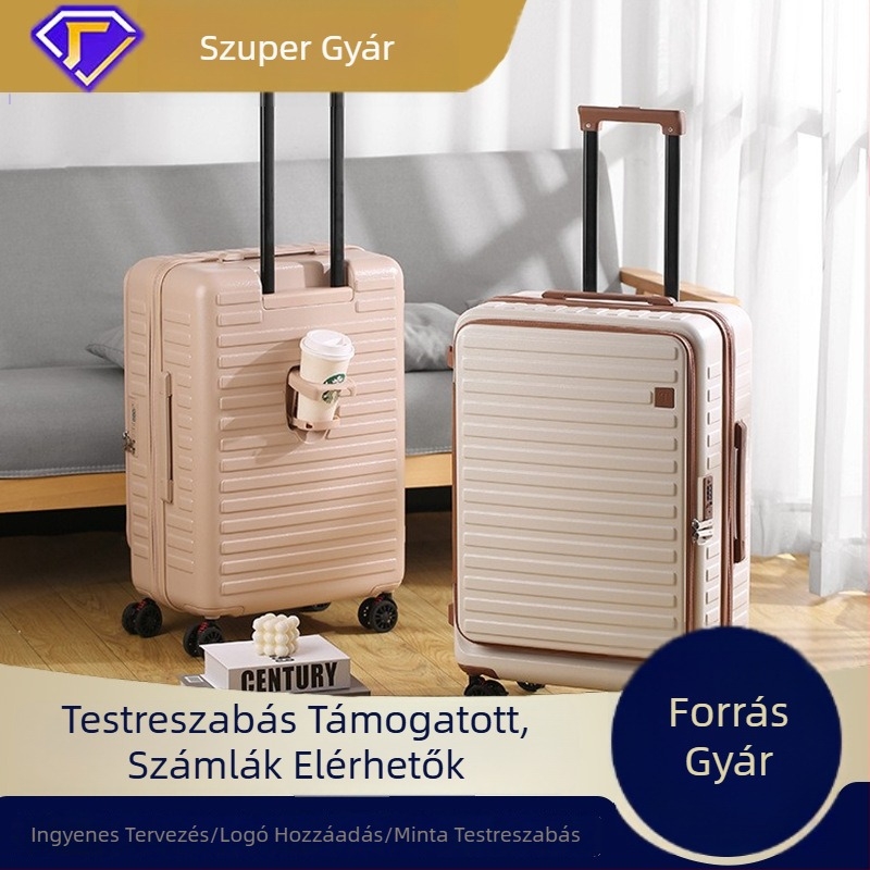 Előnyílású keményfedelű bőrönd ABS+PC, 56–75 L, vámzár, teleszkópos fogantyú