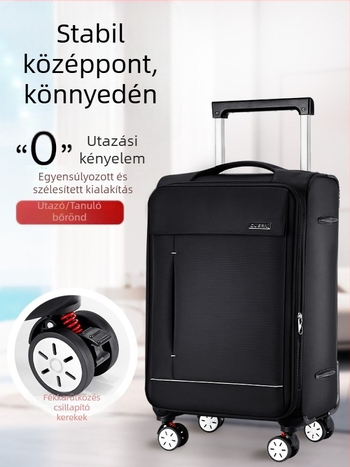 Oxford szövetből készült utazótáska, vízálló és bővíthető, 360 fokos kerekekkel és TSA kombinációs zár, súly 4 kg.