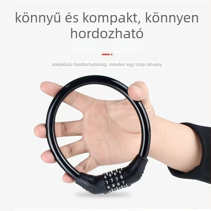 Kerékpár jelszavas zár — Zn ötvözet, numerikus kombináció, Ø12 mm kar, 12 cm távolság