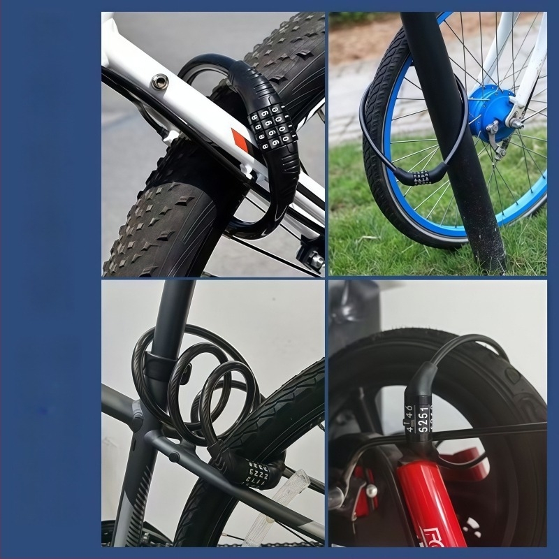 Kerékpár jelszavas zár — Zn ötvözet, numerikus kombináció, Ø12 mm kar, 12 cm távolság