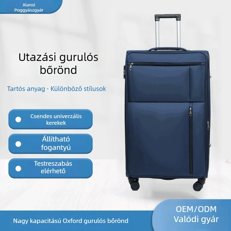 Oxford anyagból készült utazótáska, nagy kapacitású, uniszex, 360 fokos kerekek, kódzár