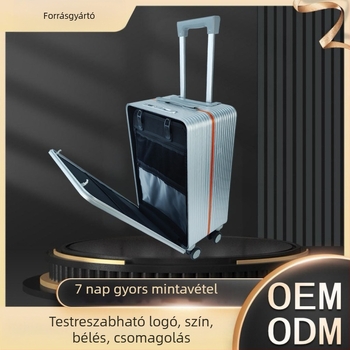Kabinbőrönd alumínium-magnézium ötvözetből, elülső nyitású fedéllel, 20–35 L kapacitás, vízálló és lopás elleni védelem, vámkód zár