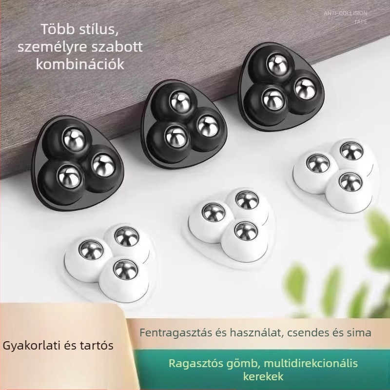 Ragasztós felületű, csendes bútorkerék, rozsdamentes acélból