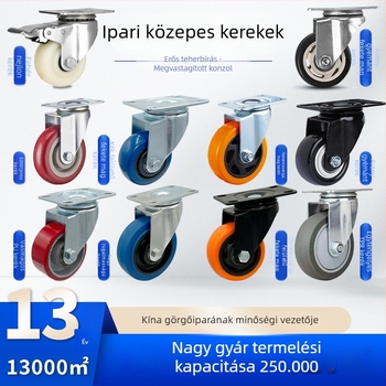 Ipari középméretű forgó görgő 3, 4 és 5 hüvelyk, dupla csapágyas, kopásálló, fékkel polcokhoz és kocsikhoz