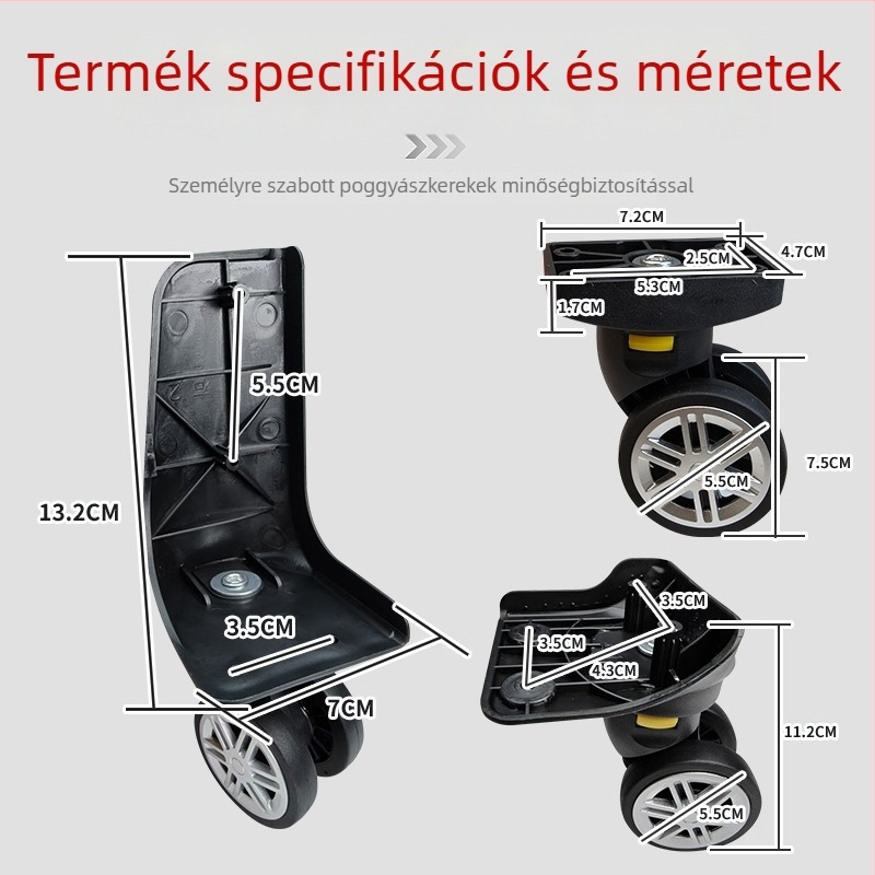Poggyász univerzális kerekek, leszerelhető dupla kerékház, puha gumis, halk kerekek, műanyag