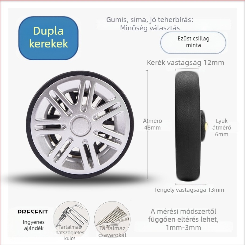 Réz anyagú univerzális kofferkerek – csere görgő, poggyász kiegészítő