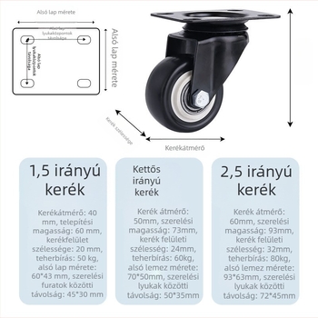 Ding Cheng polipropilén forgó görgő fékkel — lapos aljzat, kopásálló, rugalmas, sima