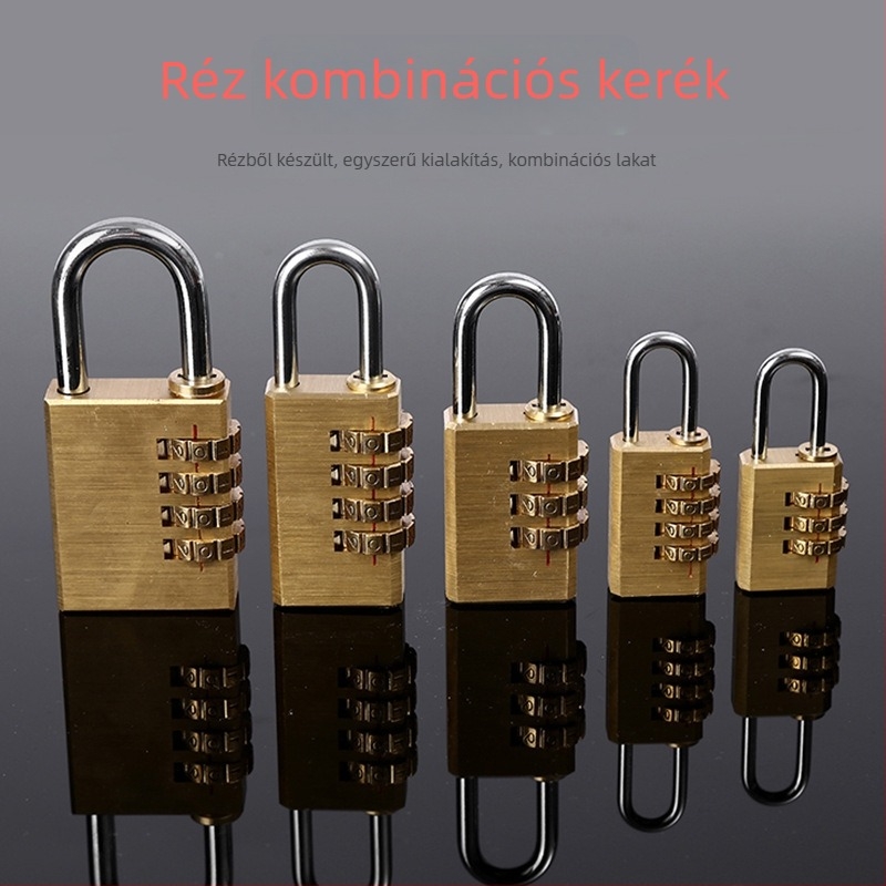 Howlin négyjegyű réz zár, Type C modell, mini méretű, poggyász és edzőtermi szekrényekhez
