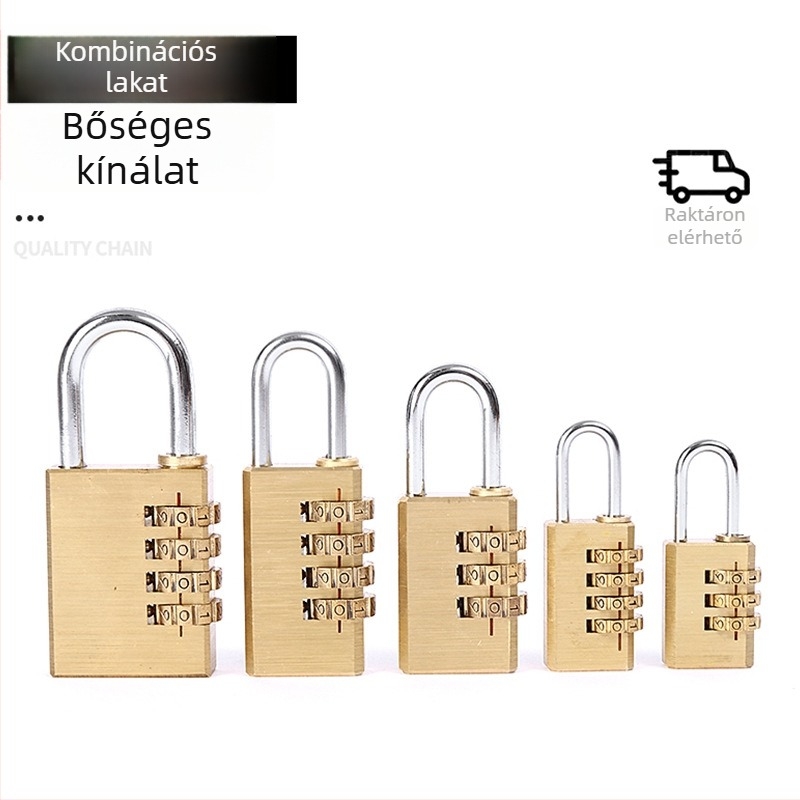 Howlin négyjegyű réz zár, Type C modell, mini méretű, poggyász és edzőtermi szekrényekhez