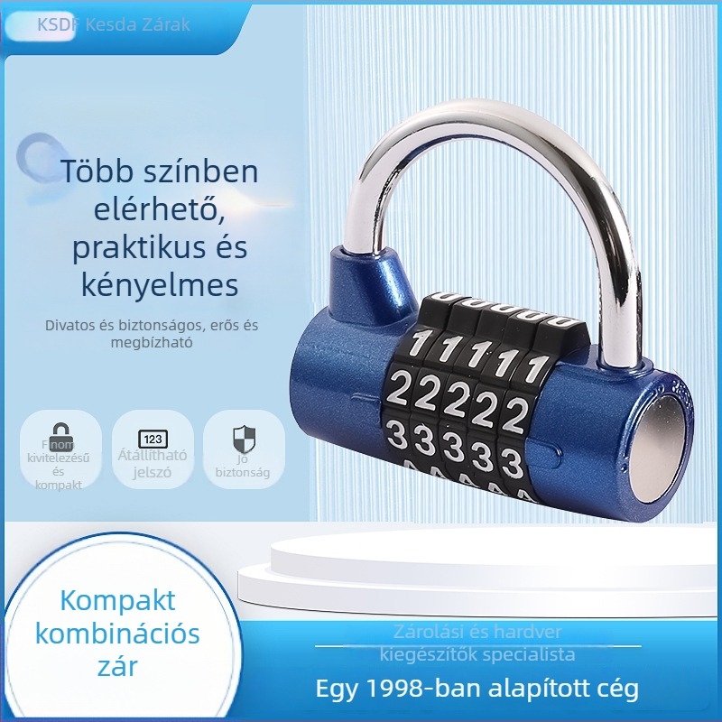 Négy számjegyű mechanikus kódzár hátizsákhoz és poggyászhoz, modell KSD-8008, cinkötvözet