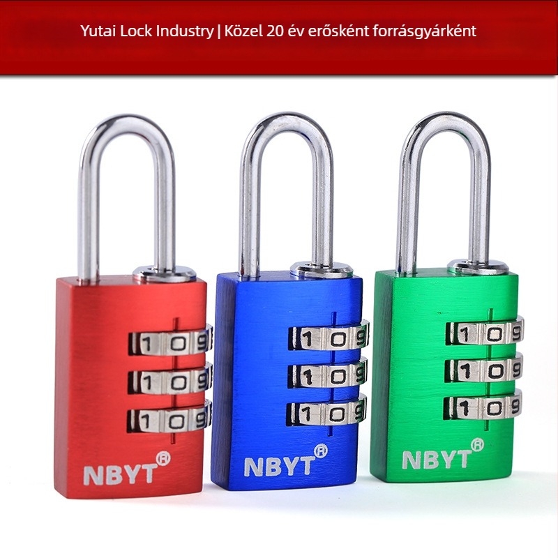 NBYT alumínium mechanikus kódzár táskákhoz, modell E1201; rud vastagsága 3, rudak közötti távolság 9