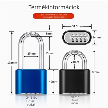 4 számjegyű jelszavas lakat, cink ötvözet, 6 mm-es zárókampó, 20 mm-es távolság, modell CH 610
