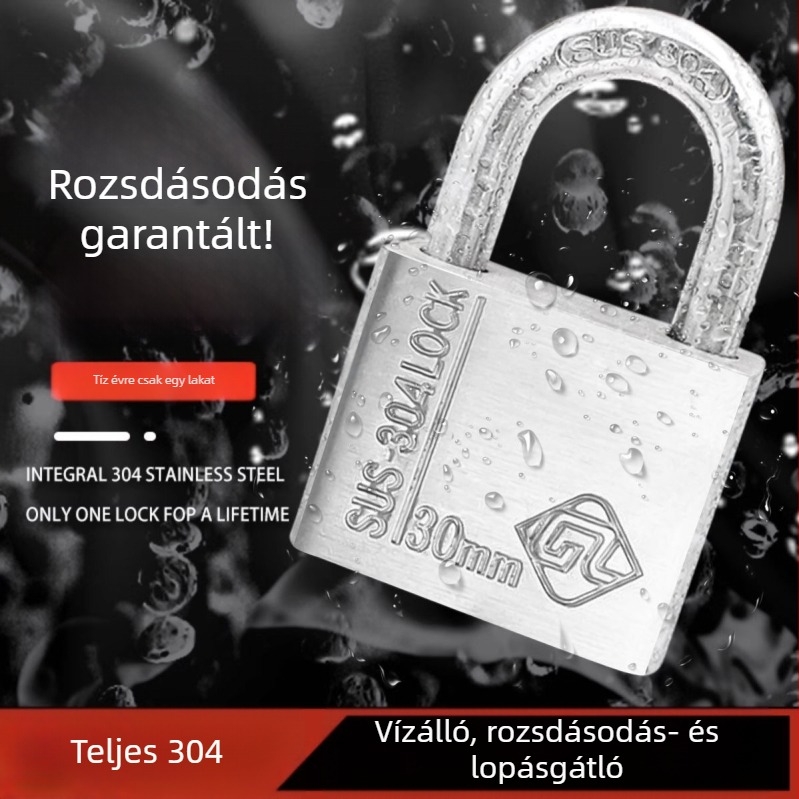 304 rozsdamentes acél lakat villanyóra-dobozhoz, kültéri használatra, korrózióálló, vízálló, lopás elleni védelem