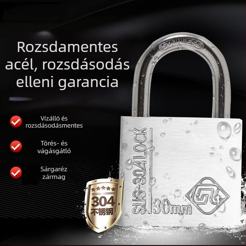 304 rozsdamentes acél lakat villanyóra-dobozhoz, kültéri használatra, korrózióálló, vízálló, lopás elleni védelem