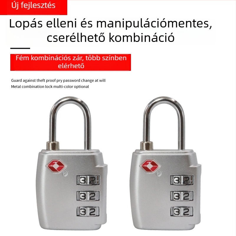 TSA002 Mechanikus bőröndzár — cinkötvözet, 3.5 mm rúdátmérő, 13 mm rúdköz