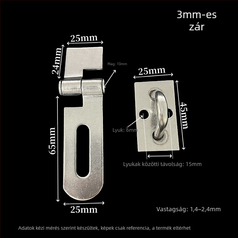 Vízszintes zár, rozsdamentes acélból, modell 2,5 hüvelyk