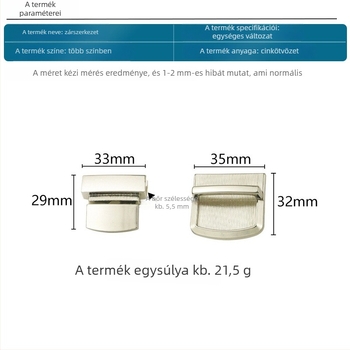 Táska zár - Fém négyzet alakú zár, Yongrun 102312, Bőrönd-kiegészítők