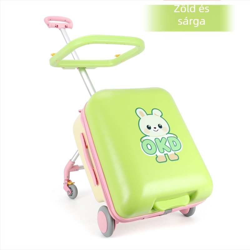 Gyerekeknek készült kiskoffer fékes kerekekkel, kabin-méretű, cipzáras nyitás, ABS anyag, 3 kg