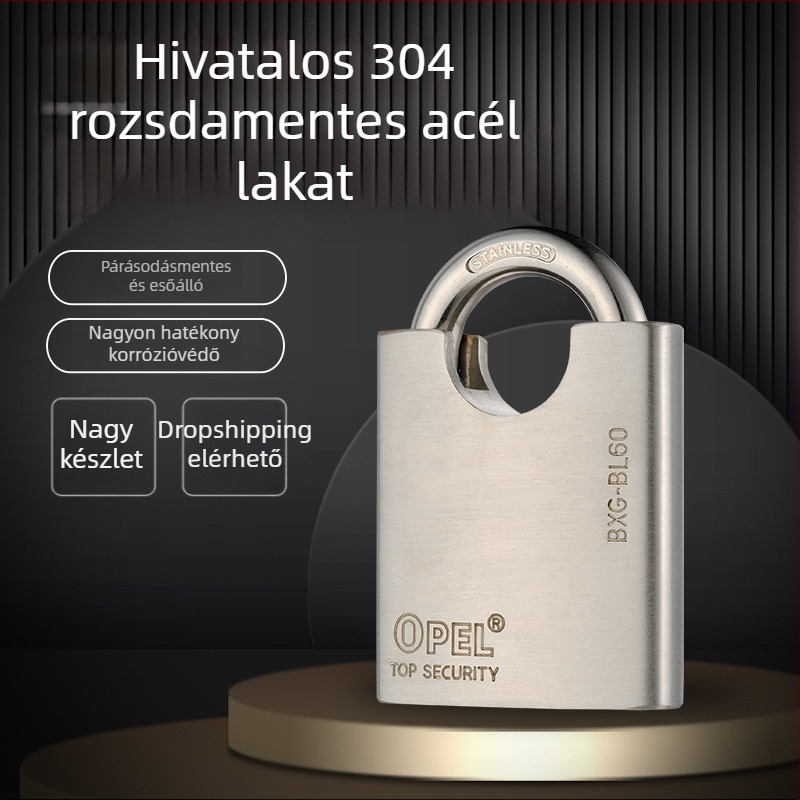 BXG-BL 304 rozsdamentes acél lakat – vízálló, korrózióálló, ellenáll a betörésnek és vágásnak, réz kulcs
