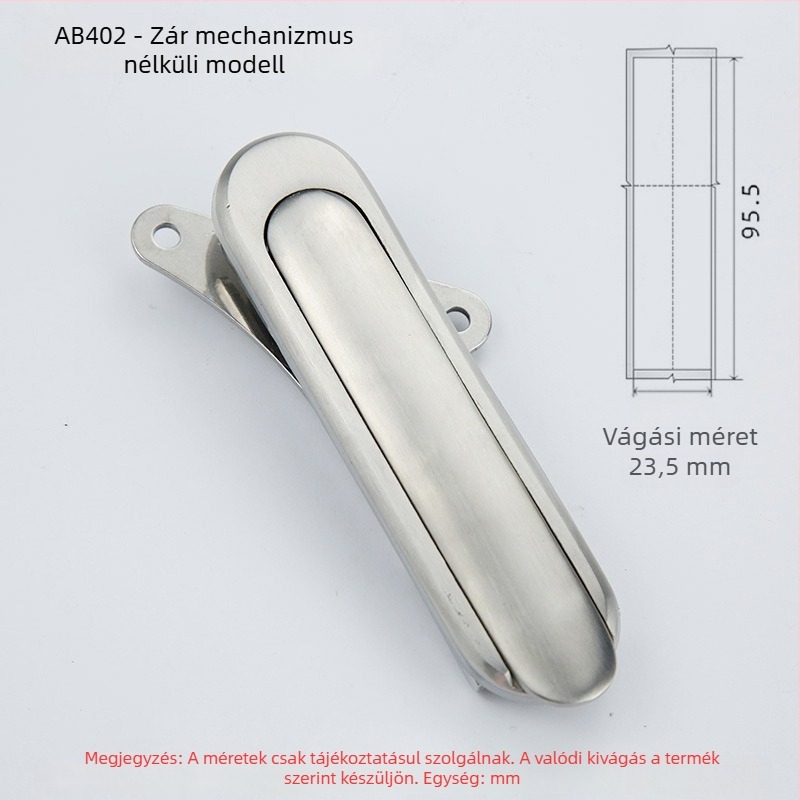 AB402 sík zár szekrényhez, rozsdamentes acél, kulccsal, csatornás szerelés