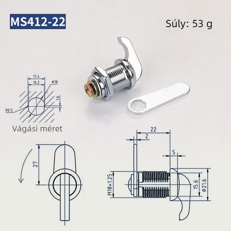 Forgócilinderzár szekrényekhez | Cinkötvözet anyag | Modell MS412 | Modern minimalista stílus