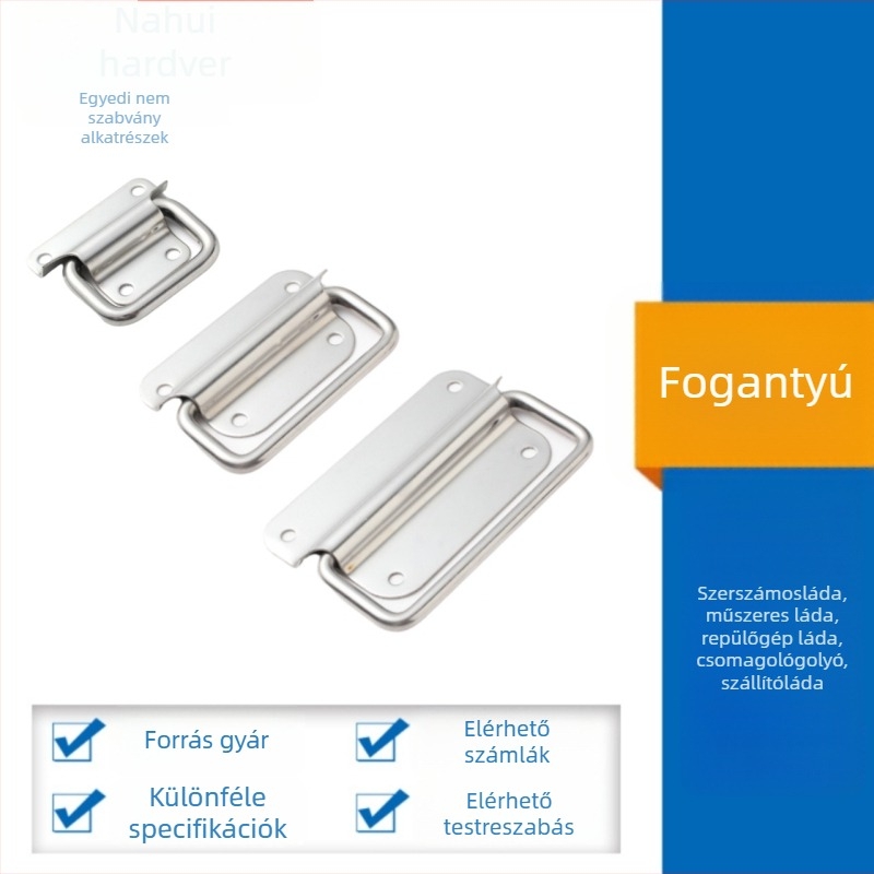 Mozgatható gyűrűs fogantyú rozsdamentes acélból, szekrényhez vagy dobozhoz, tükrös felület, szitázott polírozás
