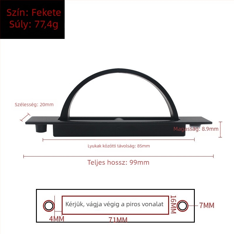 Rejtett szekrényfogantyú – japán tatami stílus, cink ötvözet, elektroplakálás, modell C0036