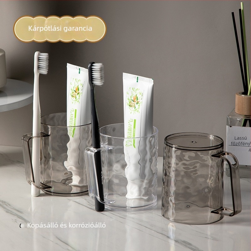 Fogkefe és szájvíz pohár fogantyúval, gleccsers mintázat, akril, hengeres formájú