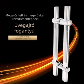 Rozsdamentes acélból készült üvegajtó fogantyú – laposcső, állítható lyukköz, felületi szerelés, modern minimalist stílus