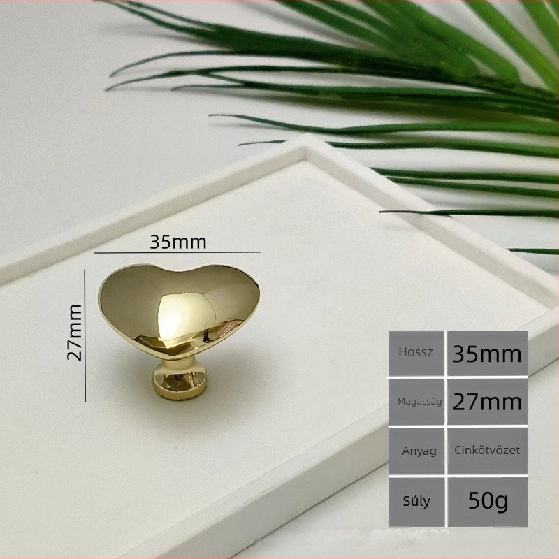 Love Handle Szív alakú fogantyú cink ötvözetből, egylyukú rögzítésű, szekrény- és fiótákhoz, elektroplakált felület, könnyű luxus stílus