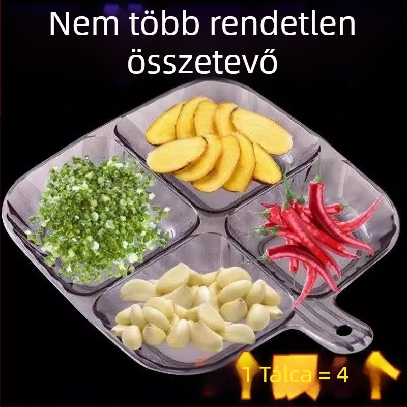 Defu előkészítő tál – PP, élelmiszer-minőségű, fogantyúval, osztott tál