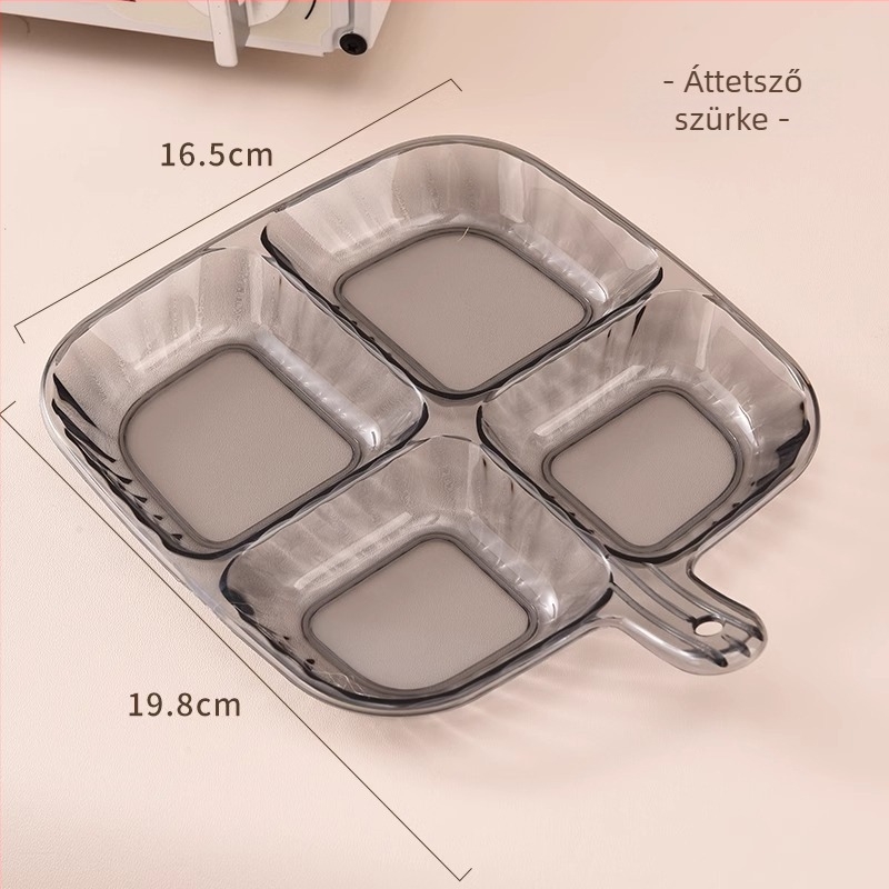 Defu előkészítő tál – PP, élelmiszer-minőségű, fogantyúval, osztott tál