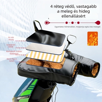 Elektromos fűtésű kormányvédő burkolat – PU anyag, elektromos járművekhez, motorkerékpárokhoz és háromkerekű járművekhez
