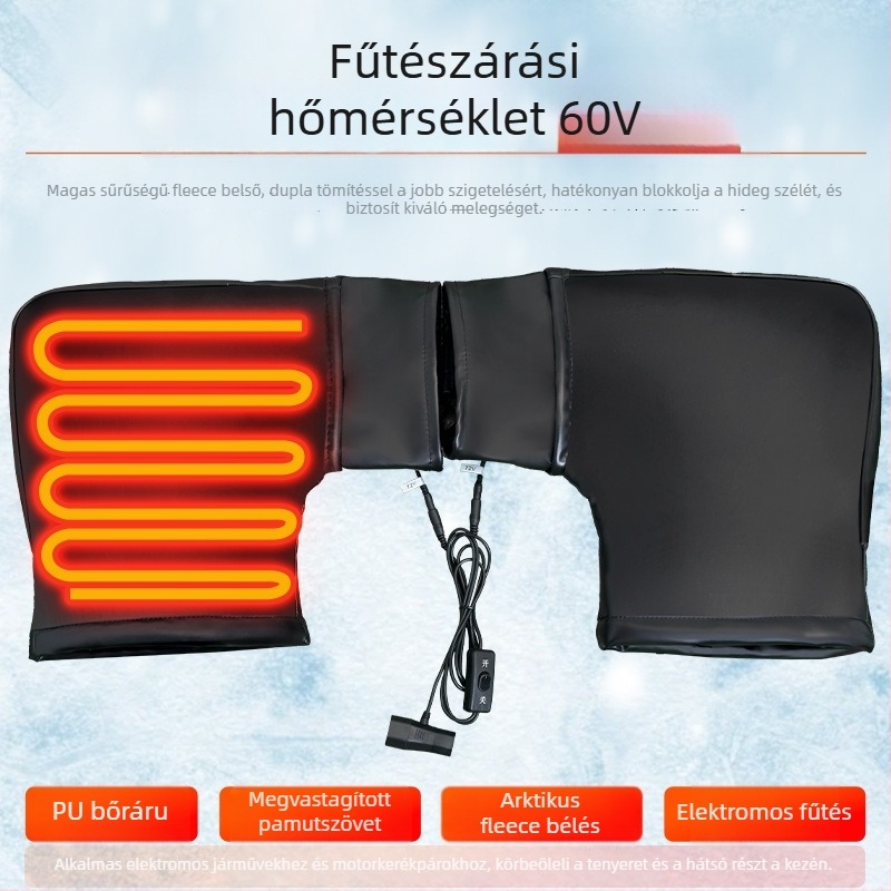 Elektromos fűtésű kormányvédő burkolat – PU anyag, elektromos járművekhez, motorkerékpárokhoz és háromkerekű járművekhez