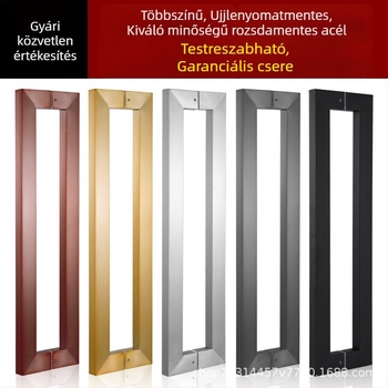 Rozsdamentes acél ajtónyél kerettel – vastag, erős kilincs üveg- és faajtókhoz, modern minimalista stílus