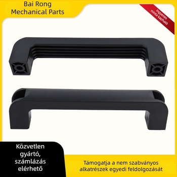 Erősített nylon U-alakú fogó szekrényajtókhoz, fekete műanyag vastagodott fogantyú ipari berendezésekhez
