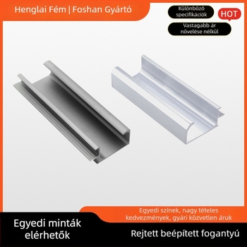 Rejtett beépített alumínium fogantyú fiókokhoz és szekrényekhez, anodizált alumínium ötvözet, die casting technika, modern minimalista stílus