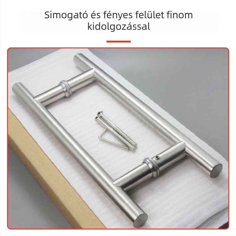 H alakú üvegajtó fogó rozsdamentes acélból, faajtókhoz és zuhanyzókhoz, modern minimalist dizájn, kerek cső