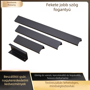 Beépített szekrényajtó fogantyú - alumínium ötvözet, derékszögű, felületre szerelés, permetezett felület, modern minimalista stílus