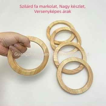 Fából készült körkörös táska fogantyú DIY szövött táskákhoz, csíkos mintázat, 2024 ősz