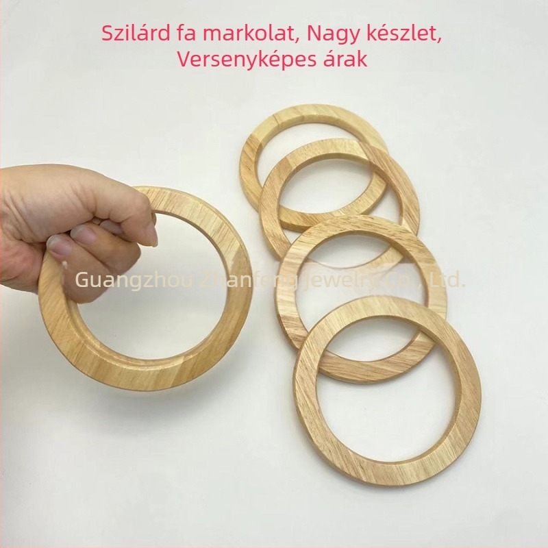 Fából készült körkörös táska fogantyú DIY szövött táskákhoz, csíkos mintázat, 2024 ősz