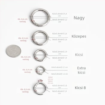 Fém táska hardver készlet: gyűrűk, csatok, kampók, rugós gyűrűk és összekötő gyűrűk