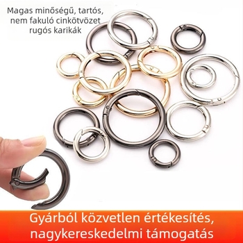 Kulcstartó fémgyűrűvel és rugós csattal táskákhoz — Anyag: Egyéb; Mintázat: Egyéb; Funkció: Egyéb
