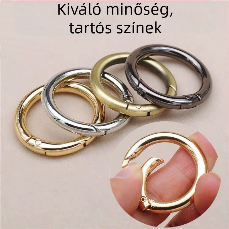 Kulcstartó fémgyűrűvel és rugós csattal táskákhoz — Anyag: Egyéb; Mintázat: Egyéb; Funkció: Egyéb