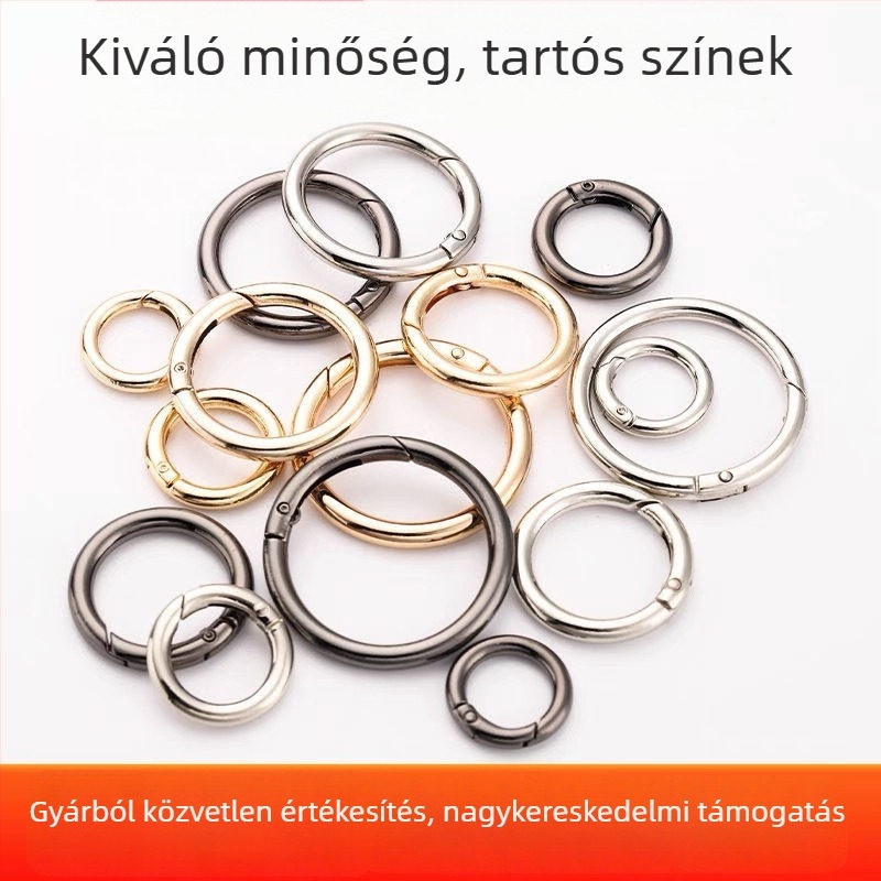 Kulcstartó fémgyűrűvel és rugós csattal táskákhoz — Anyag: Egyéb; Mintázat: Egyéb; Funkció: Egyéb