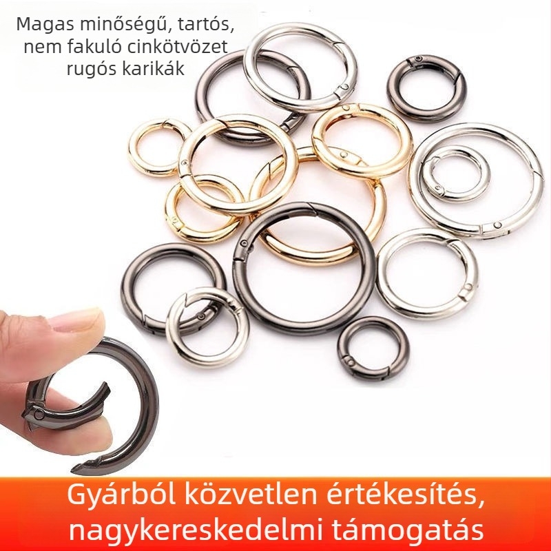 Kulcstartó fémgyűrűvel és rugós csattal táskákhoz — Anyag: Egyéb; Mintázat: Egyéb; Funkció: Egyéb