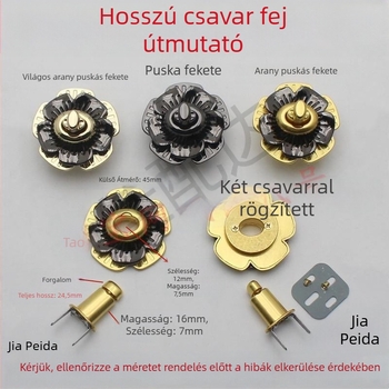 Táska kiegészítő: fém csavarzár hosszabb fejjel a javításhoz/csere, típus karmás, DIY kézműves • Anyag: Egyéb • Tavasz 2024 • Minta: Egyéb • Funkció: Egyéb