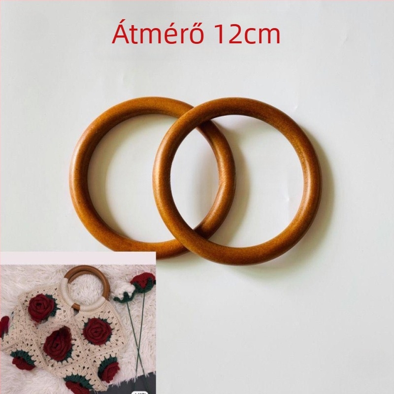12 cm-es kör alakú fab fogantyú fonott táskákhoz – női táska kiegészítő