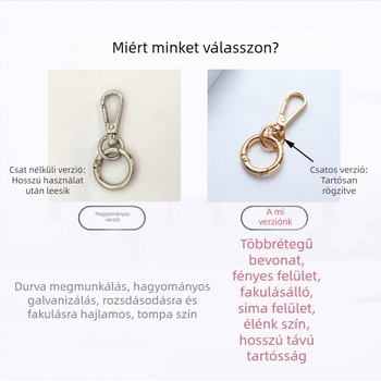 Táska pánt csatlakozó csat rugós gyűrűvel és nyitott gyűrűvel kulcstartóhoz